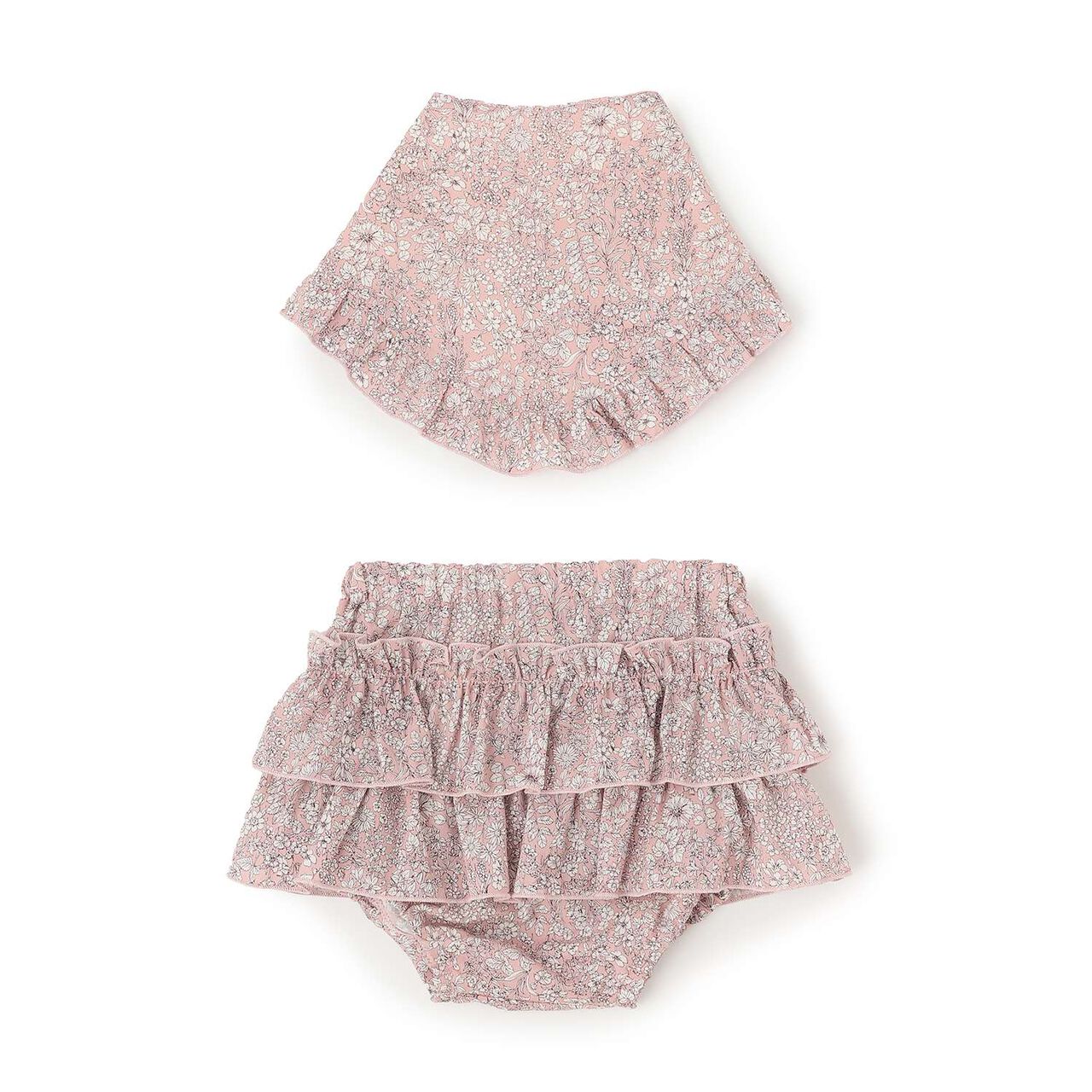 Small Floral Bib & Bloomers Set [Made in Japan],Pink, large image number 0