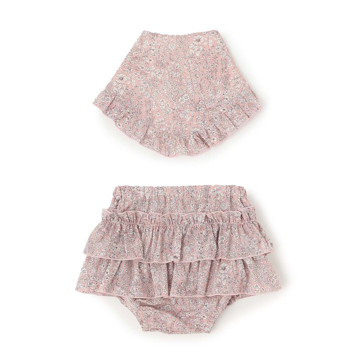 Small Floral Bib & Bloomers Set [Made in Japan],Pink, medium image number 0