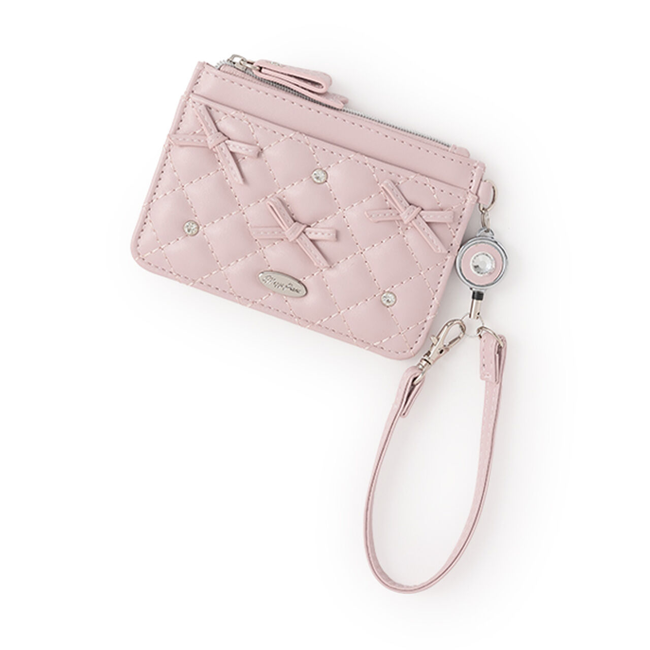 Ribbon &times; Sparkling Rhinestone Card Holder,Black, large image number 9