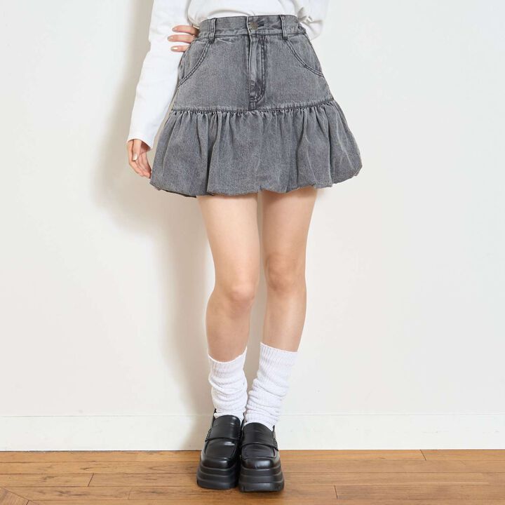 [LTXC] Denim Balloon Skirt,, medium