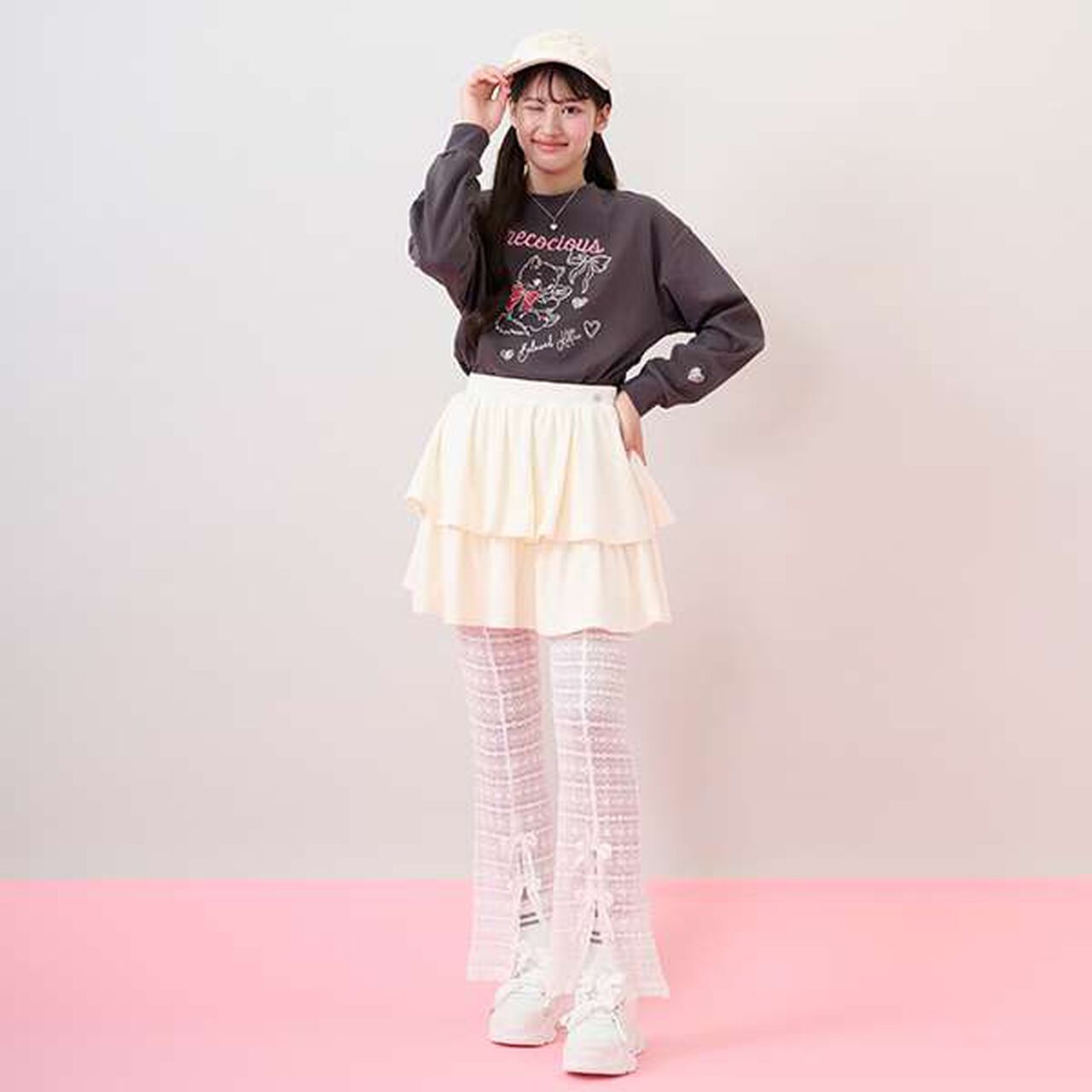 Kitten & Ribbon Long-Sleeve T-Shirt,Charcoal gray, large image number 13