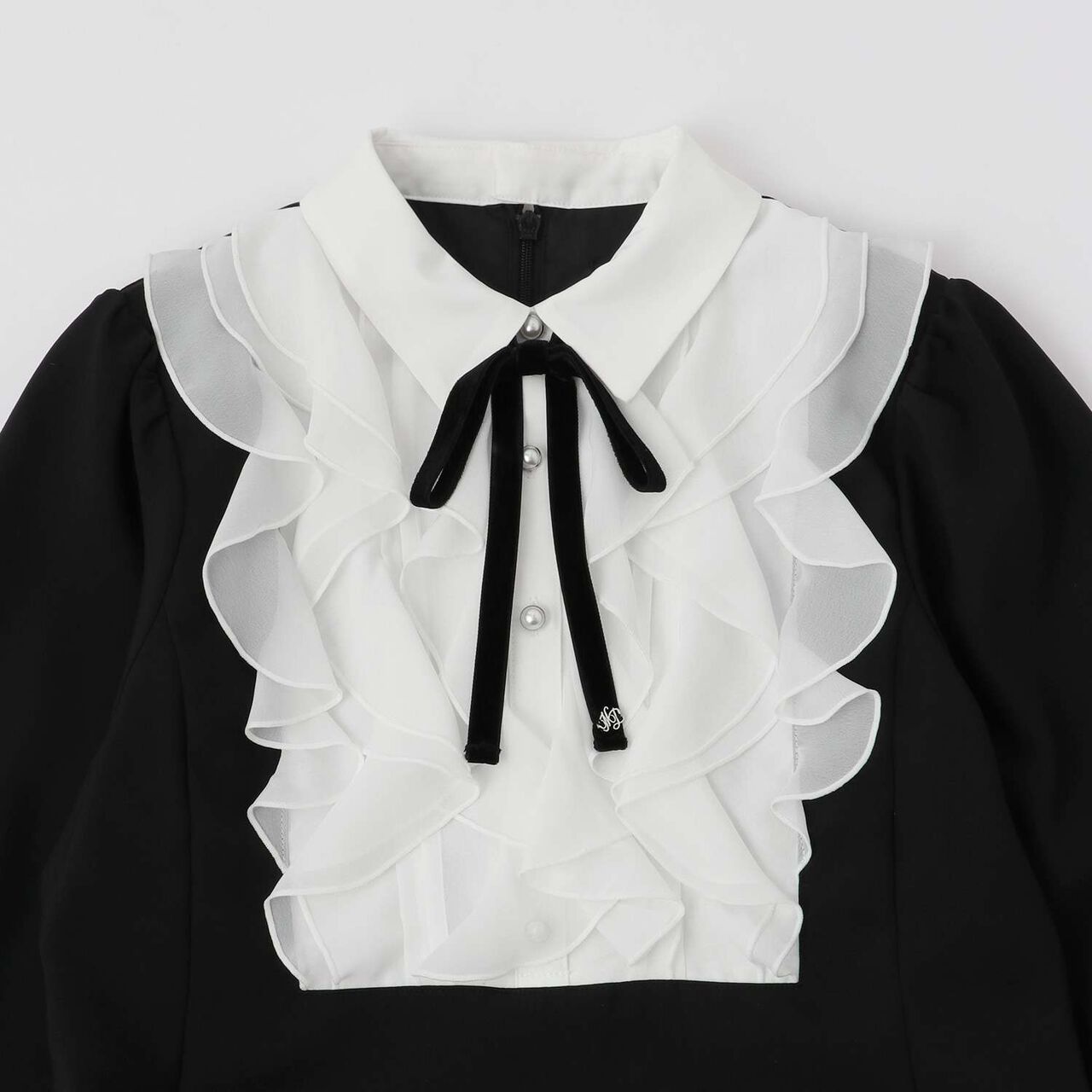 Frill Yoke One-Piece Dress♪,Gray, large image number 2