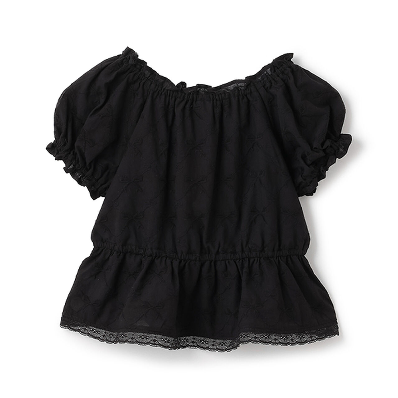 Ribbon Lace Cotton Blouse,Off white, large image number 1