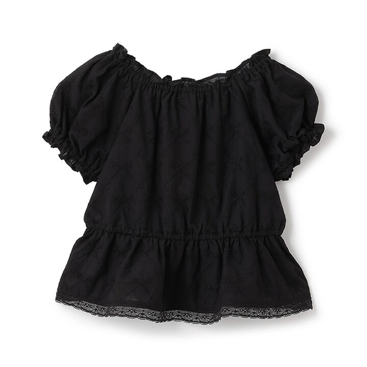 Ribbon Lace Cotton Blouse,Off white, medium image number 1