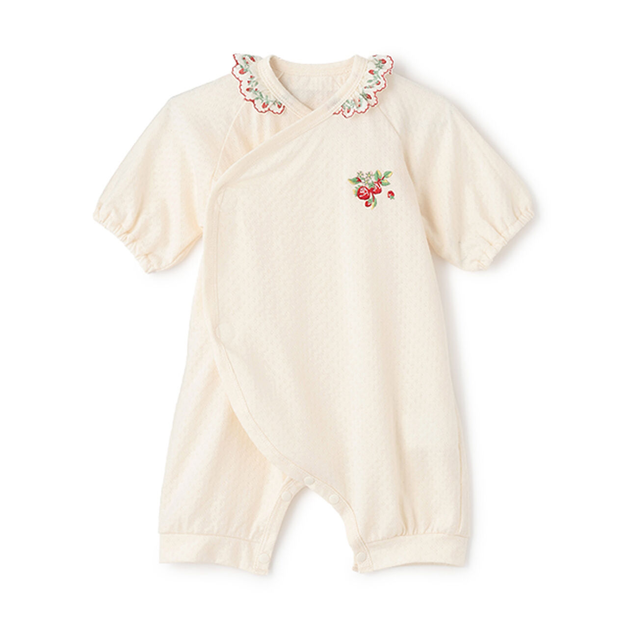 Wild Strawberry Embroidery Newborn Wear,Pearl white, large image number 0