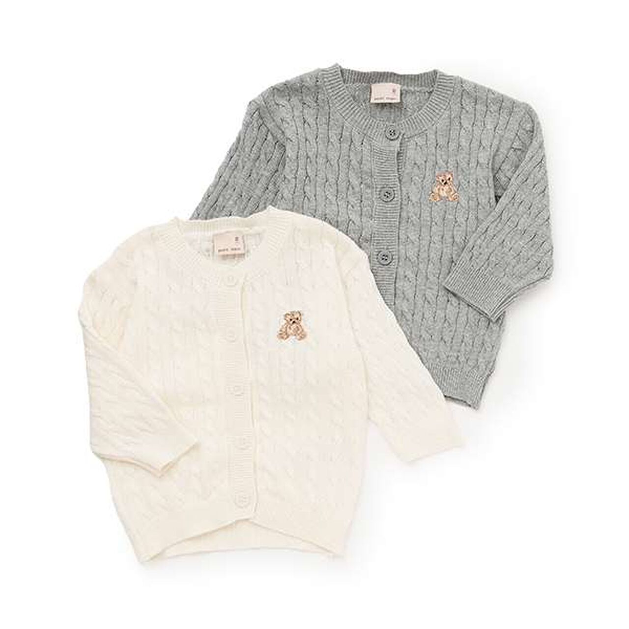 Bear Embroidery Cardigan,Light gray, large image number 9