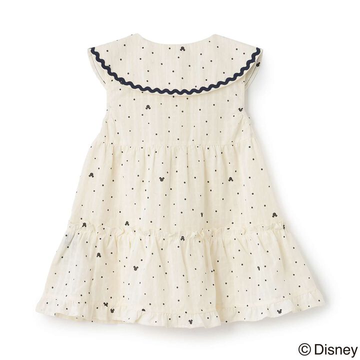 [Disney] Collar Embroidered Tiered One-Piece Dress,Navy, medium image number 3