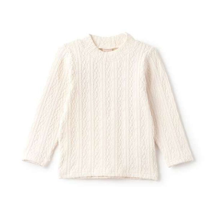 Shea Butter Jacquard High Neck Long T-Shirt,Ivory, medium image number 13