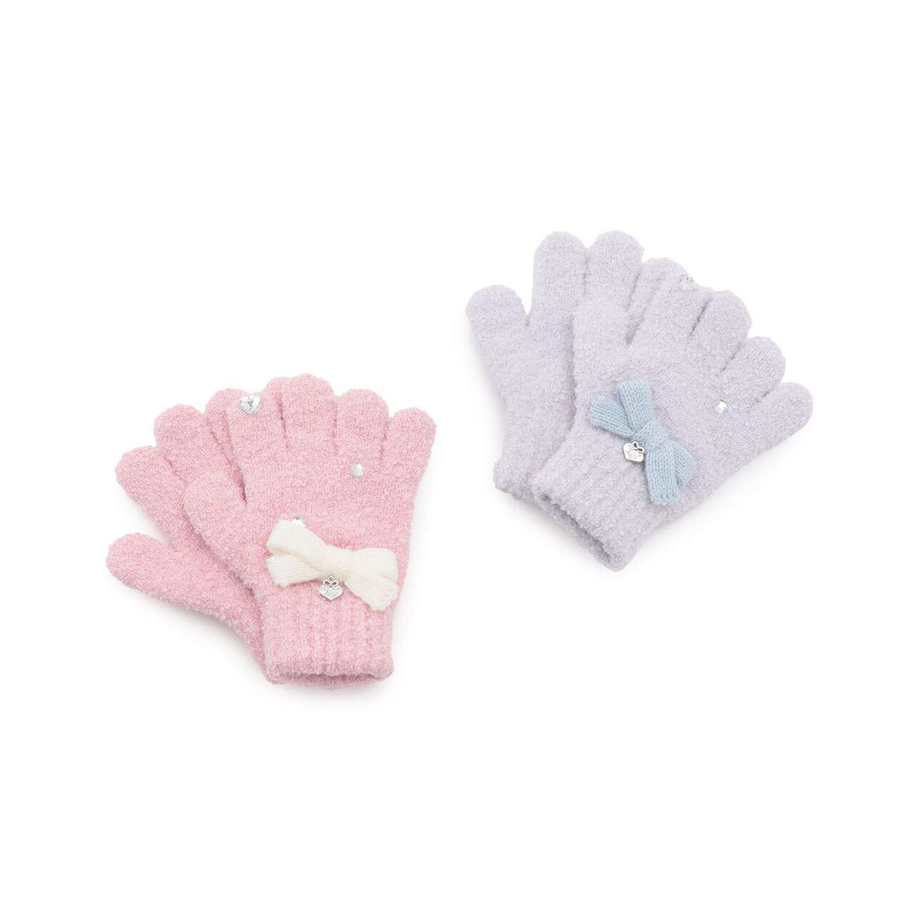Ribbon Marshmallow Knit Gloves,Light pink, large image number 3