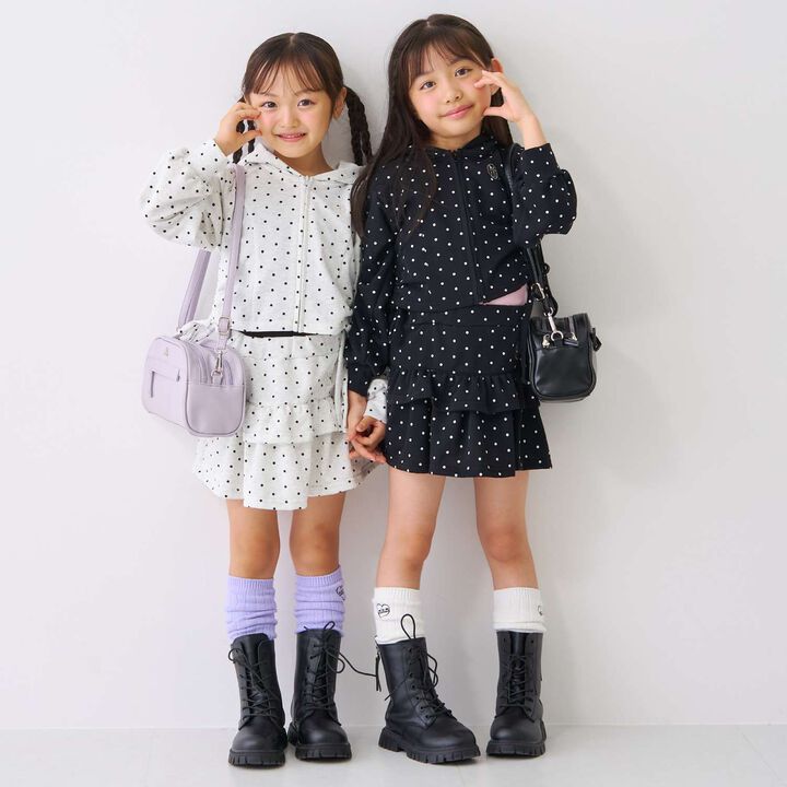 Drawstring Polka Dot Zip Parka,Smoke white, medium image number 5