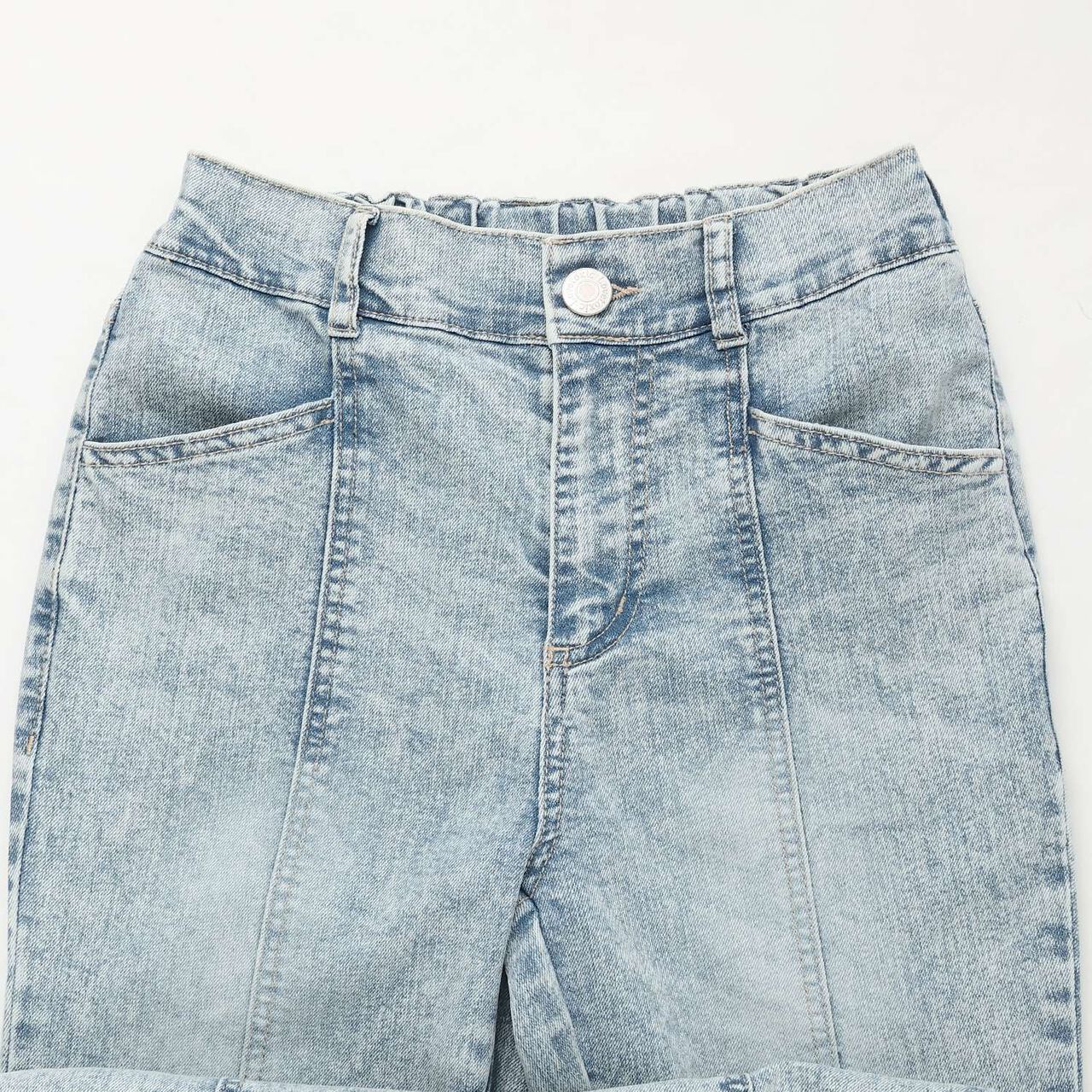 Lace-Up Ribbon Flare Denim Pants,Gray, large image number 9