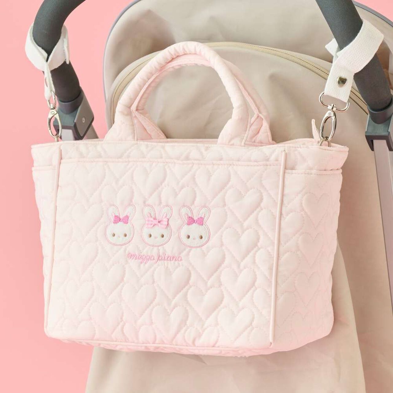 [Mezzo Piano Mama] Rabbit Appliqu&eacute; 2 Way Tote Bag,Light pink, large image number 0