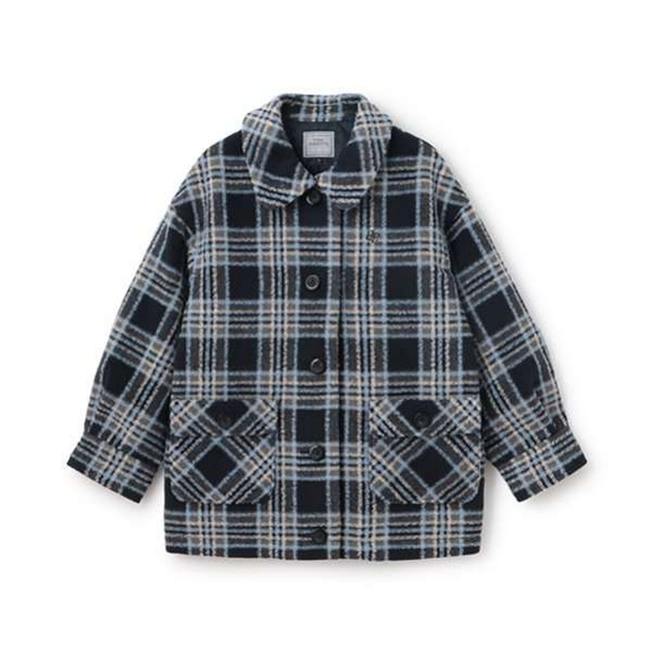 Check Cocoon Coat,Navy, large image number 19