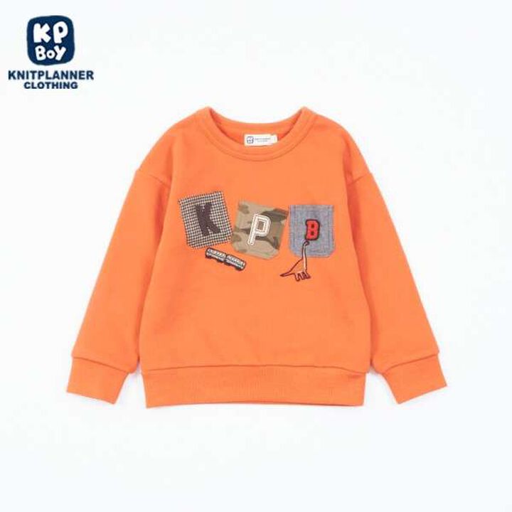 KP Boy KP Patch Sweatshirt with Pockets (0 to 0),Orange, medium image number 0