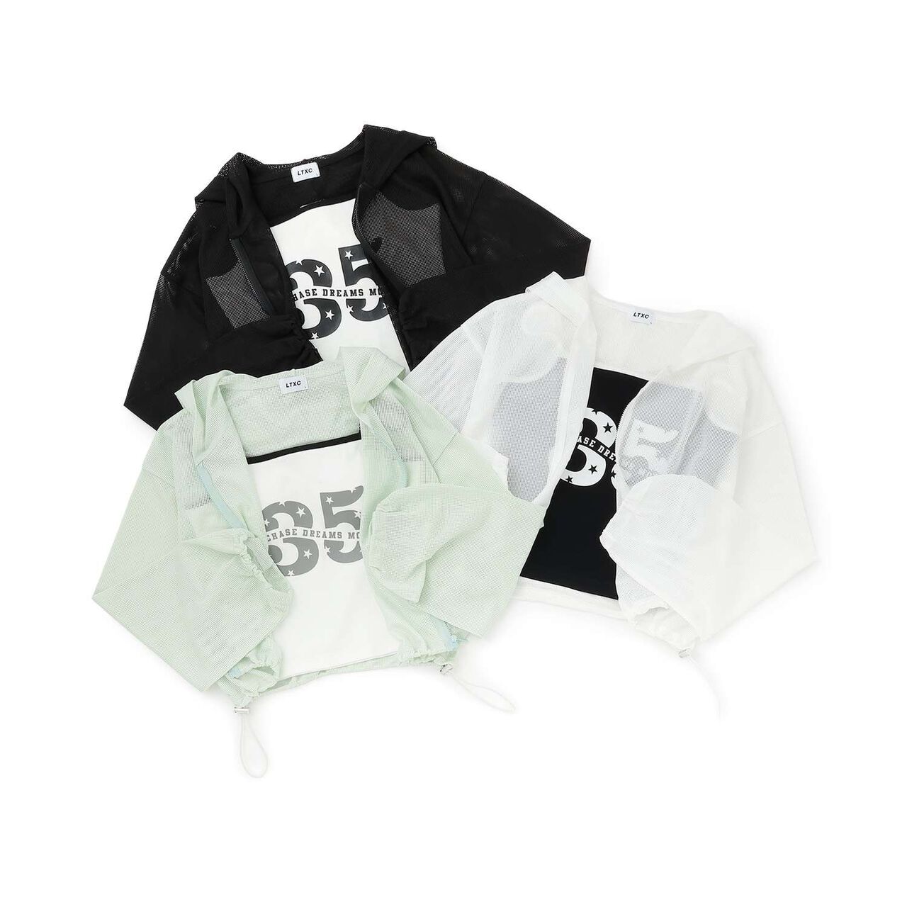 [LTXC/Antibacterial Deodorizing] Mesh Hoodie with Camisole,Black, large image number 10