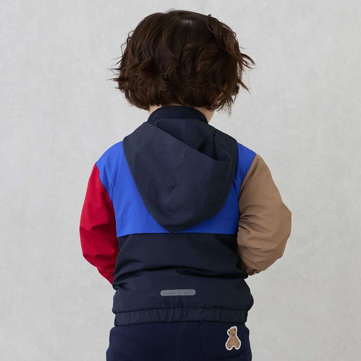 Water-Repellent Color Block Windbreaker,Navy, medium image number 1