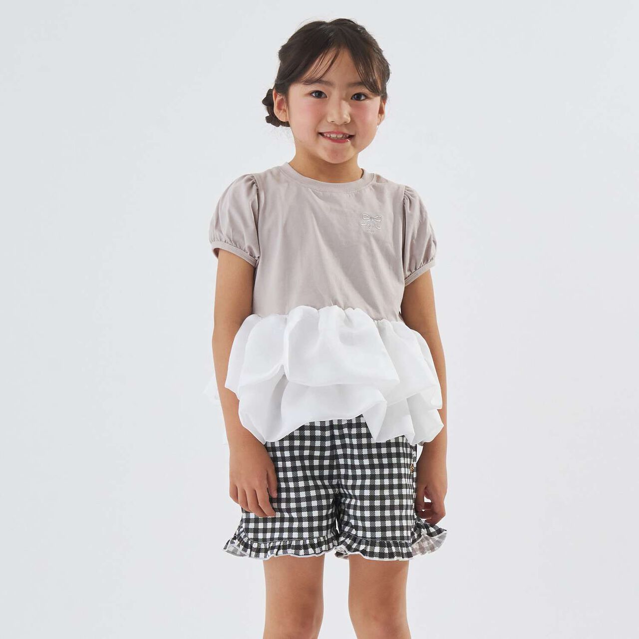 [100% Cotton] Cropped Organdy Docking Top for Girls [Kids] [Children's Clothing],Greige, large image number 0