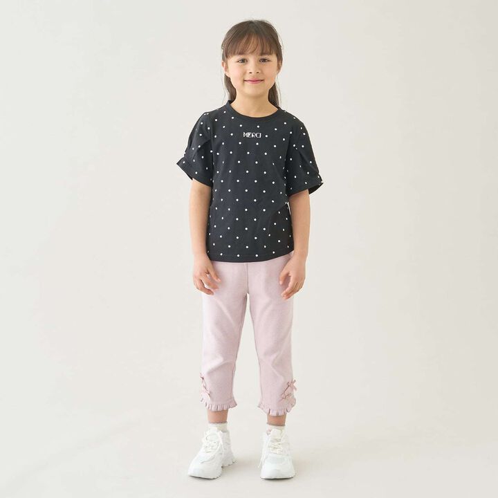 [Tomo Pants] Stain Resistant UV Cool Touch Round-Hem Frill 3/4 Capri Pants for Girls,Salmon pink, medium image number 19