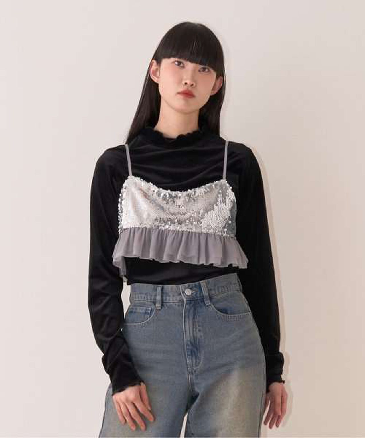 Sequin Bustier,Black, large image number 11