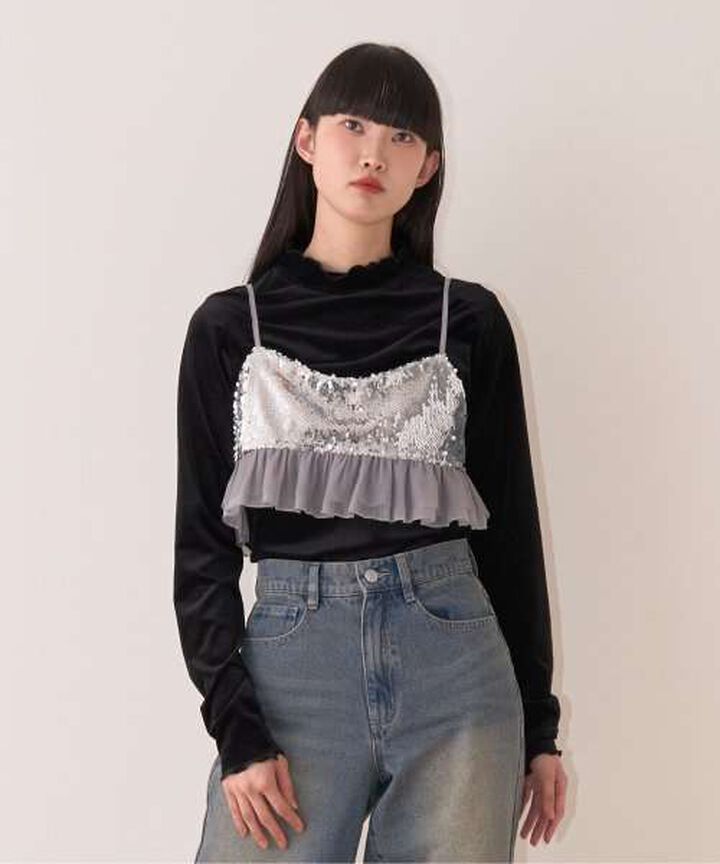 Sequin Bustier,Black, medium image number 11