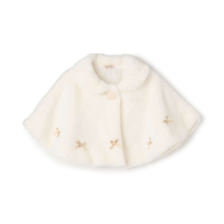 2 WAY Collar Ribbon Fur Cape,Light pink, medium image number 1