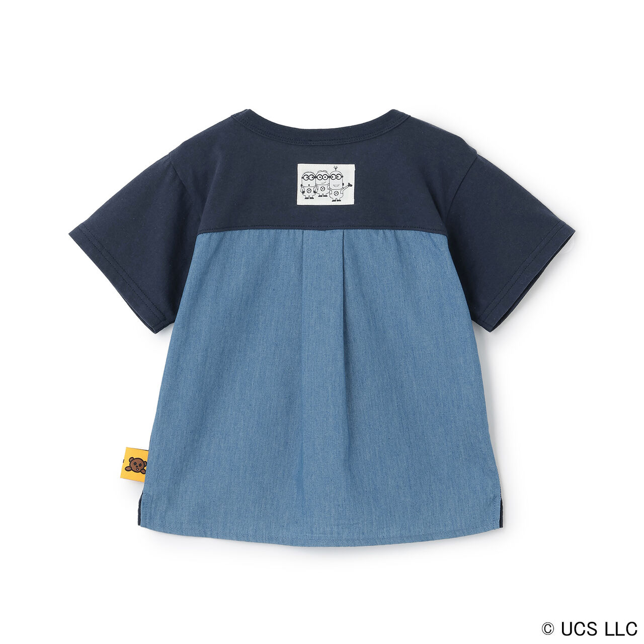 [Minion] Short Sleeve T-Shirt with Woven Fabric Panels,Navy, large image number 7