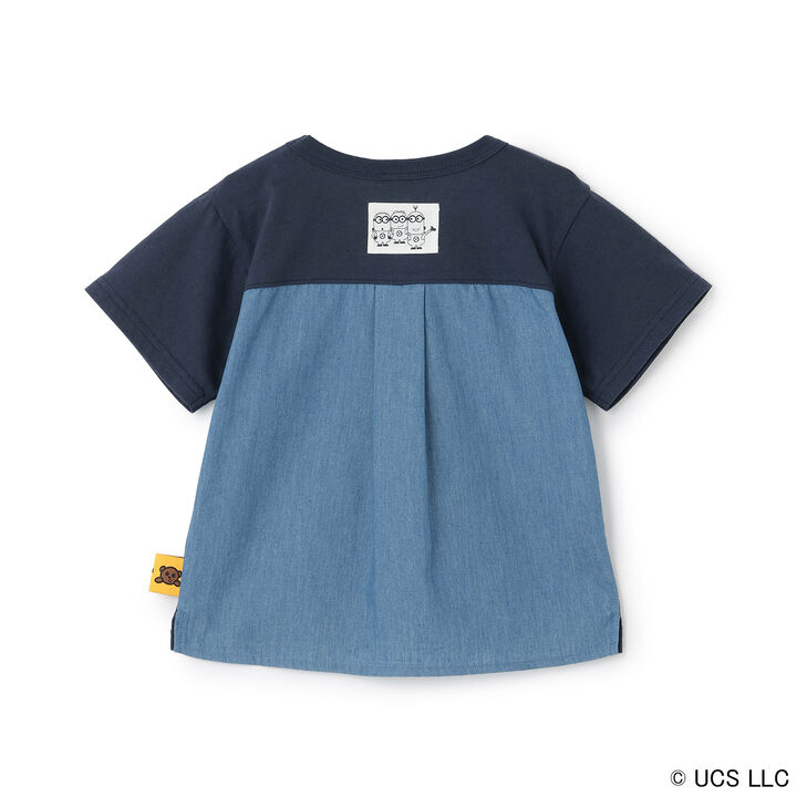[Minion] Short Sleeve T-Shirt with Woven Fabric Panels,Navy, medium image number 7