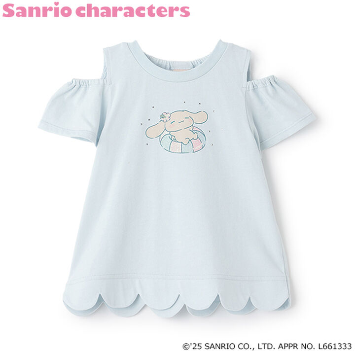 [Sanrio Characters] Cold Shoulder Graphic T-Shirt,Sax blue, medium image number 12