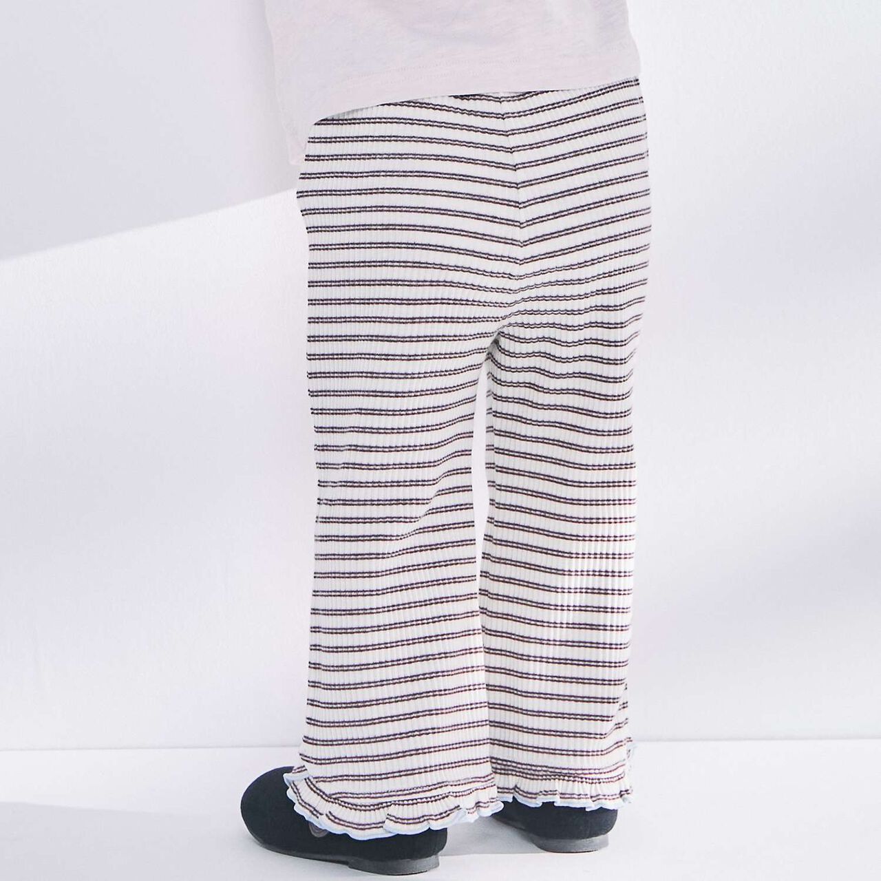 Merrowed Frill Flared Pants,Charcoal gray, large image number 2