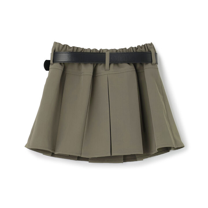 Pleated Mini Skirt with Belt,Light beige, medium image number 1