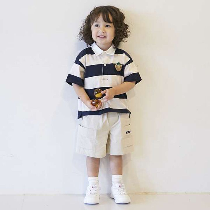 [Link] Wide Stripe Rugby Shirt (Kids),Moderate blue, medium image number 9