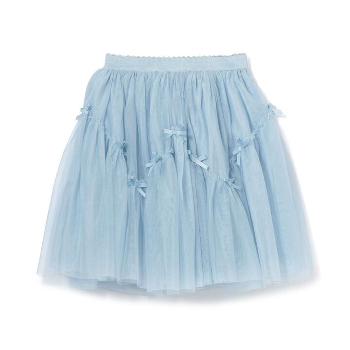 Wavy Panel Gathered Tulle Skirt [Lycee Mine Ballet Series],Black, medium image number 2