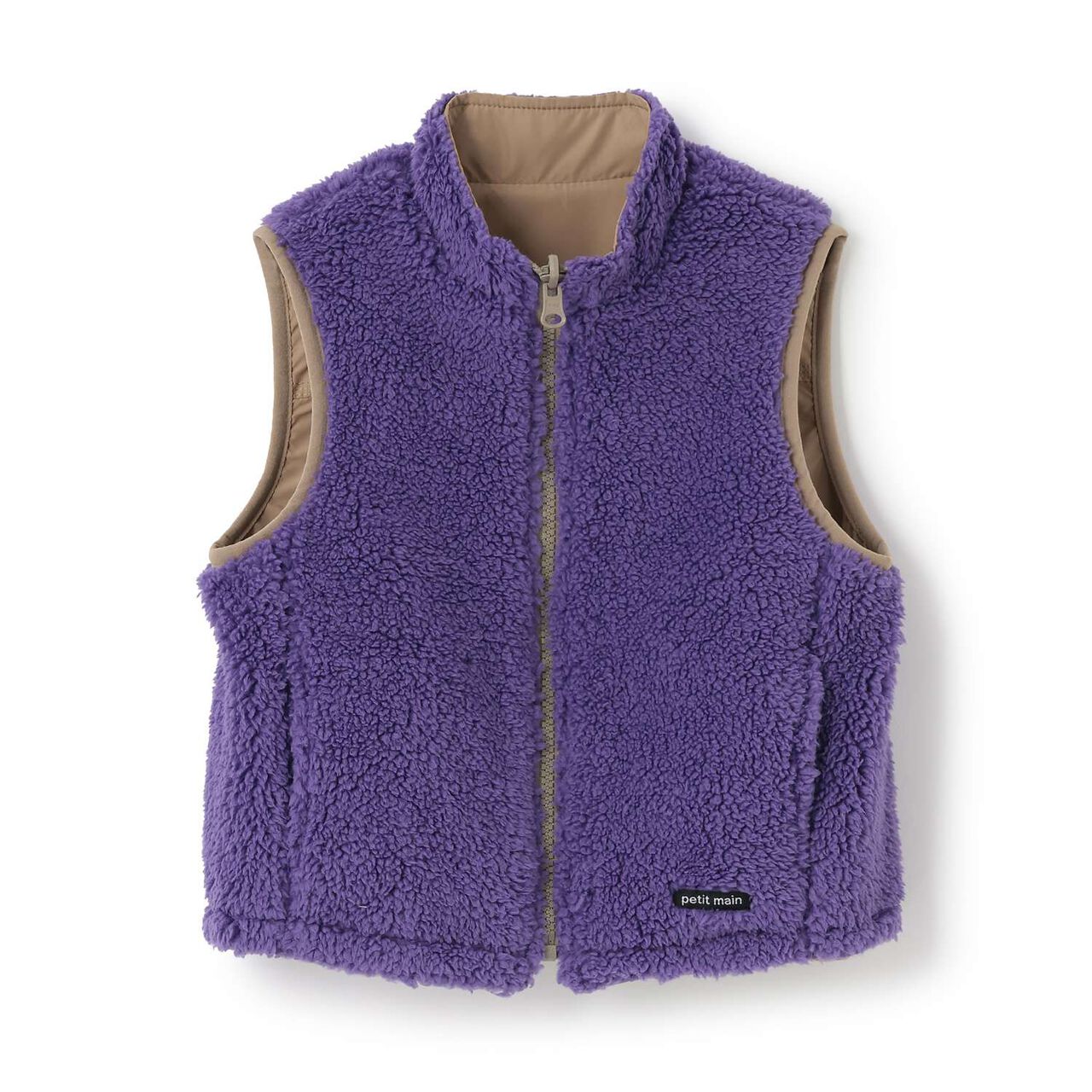 Plain Boa Reversible Vest,Light beige, large image number 10