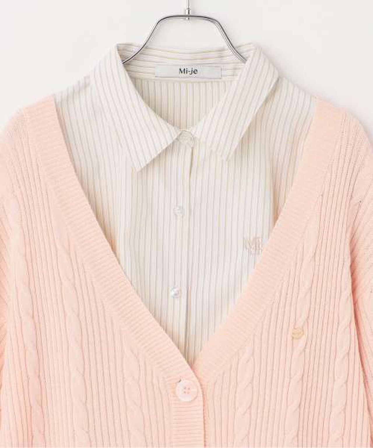 Shirt & Knit Cardigan Set,Ivory, large image number 8