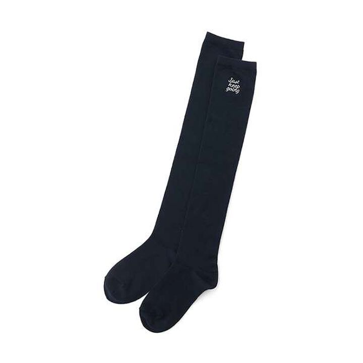 Logo Embroidered Knee-High Socks,Off white, medium image number 5
