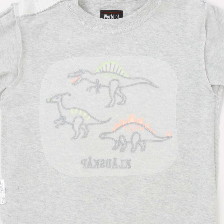 Dinosaur Appliqu&eacute; Sleeve Line Long-Sleeve T-Shirt,Top gray, medium image number 6