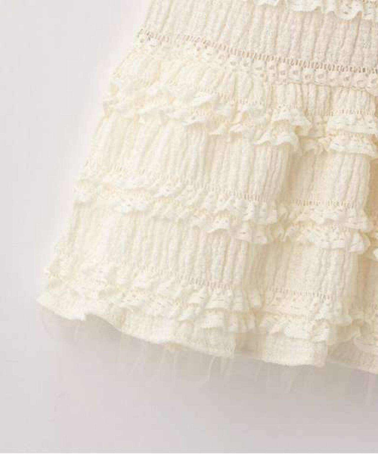 Tiered Mini Skirt,Ivory, large image number 4