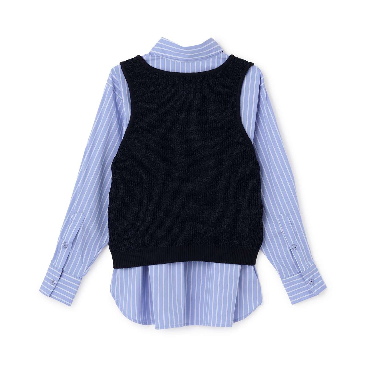 [AMI] Pearl Collar Shirt × Knit Vest,Off white, large image number 1