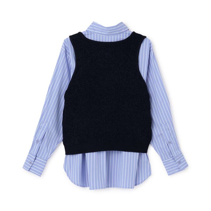 [AMI] Pearl Collar Shirt × Knit Vest,Off white, medium image number 1