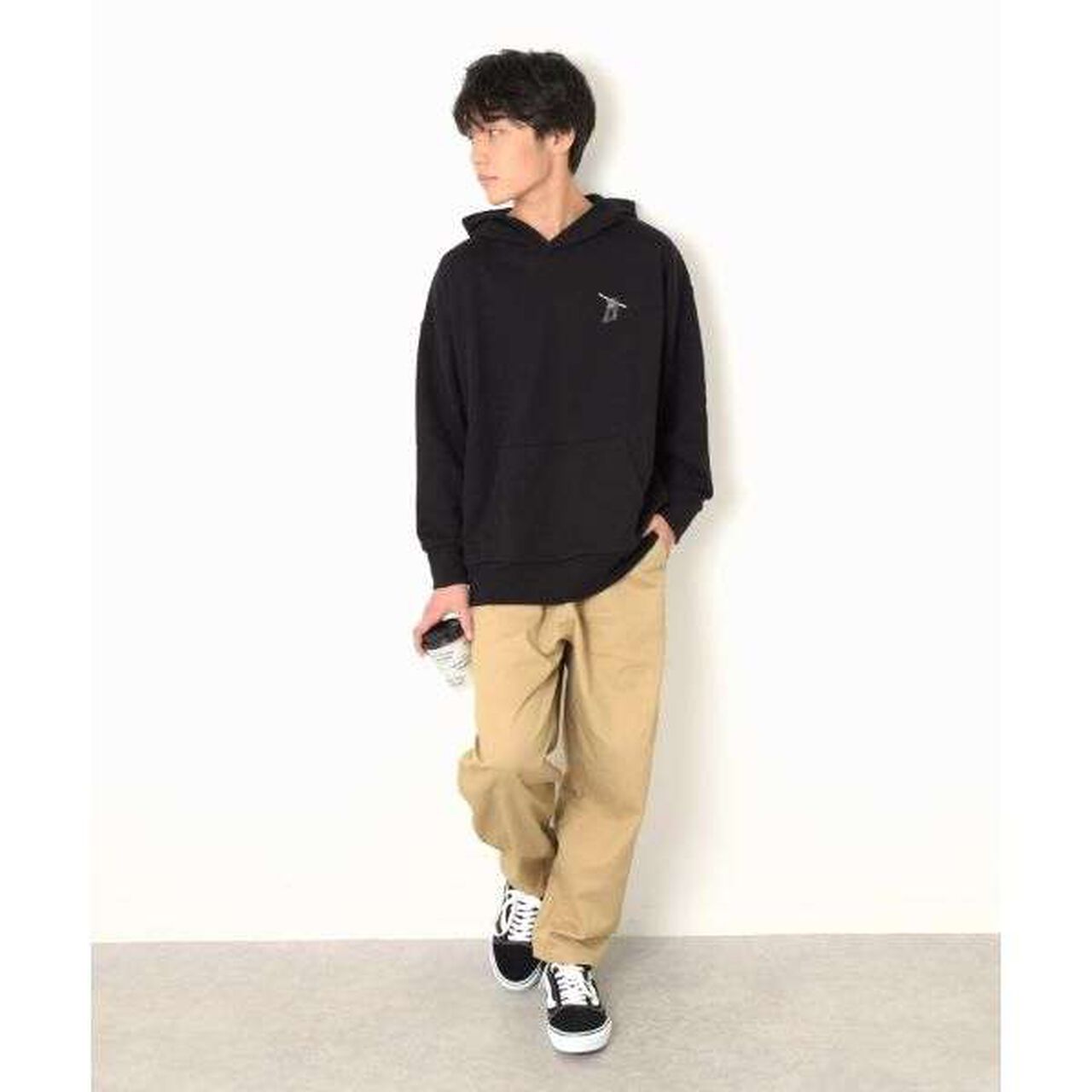 Fleece Skater Embroidery Big Parka,Milky white, large image number 1