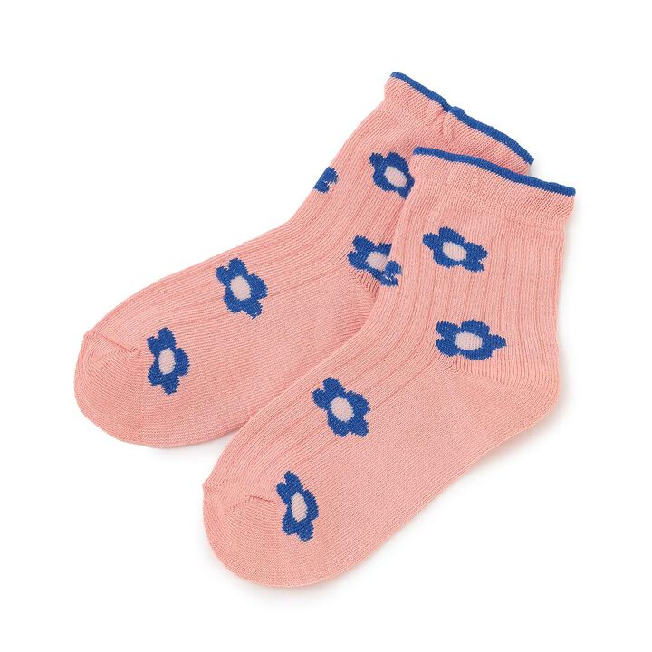 Flower All-Over Pattern Crew Socks [Kids Girls],Pink, medium image number 6