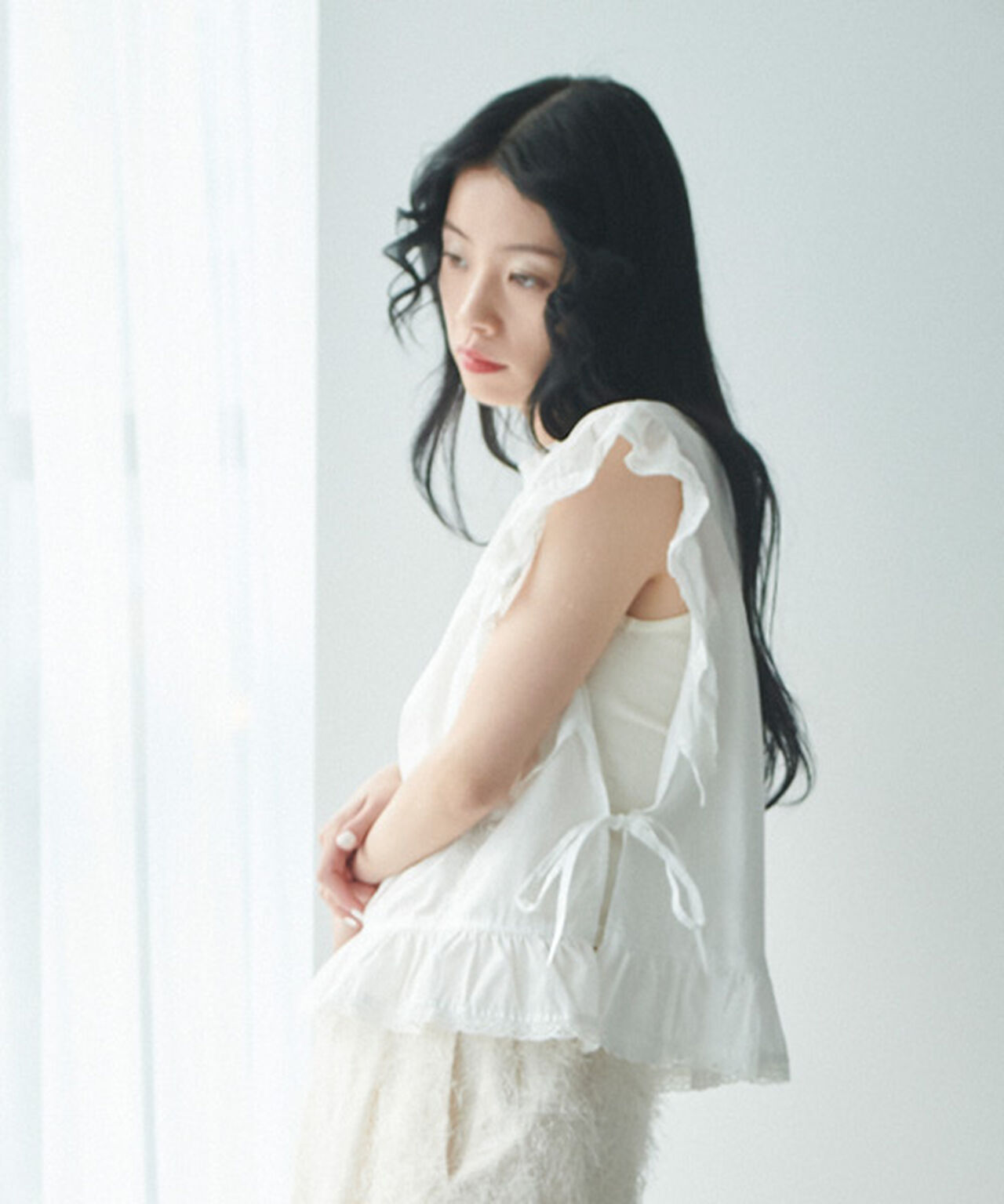 Cotton Lace Blouse,Off white, large image number 5