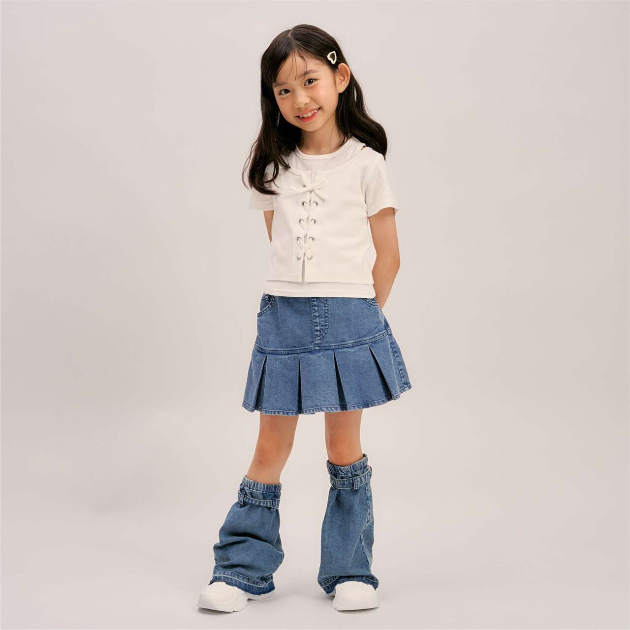 [Cool Touch] Box Pleat Hem Skirt,Blue, large image number 3