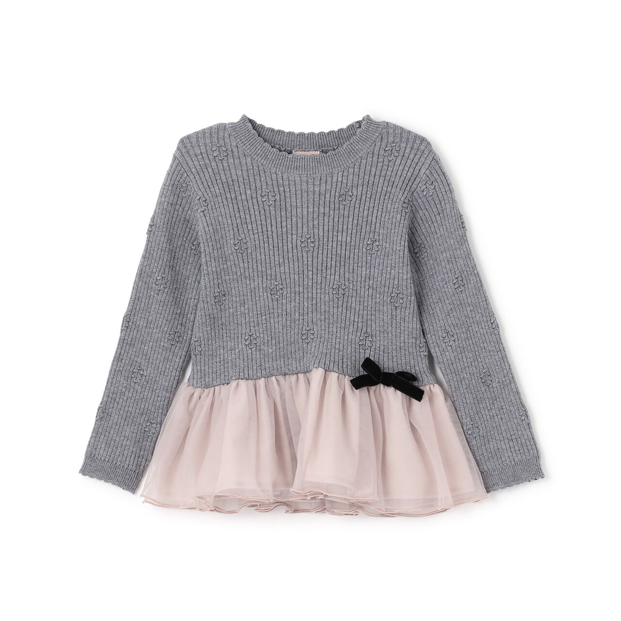 Fluffy and Soft Knit Peplum Tulle Tunic,Charcoal gray, large image number 0