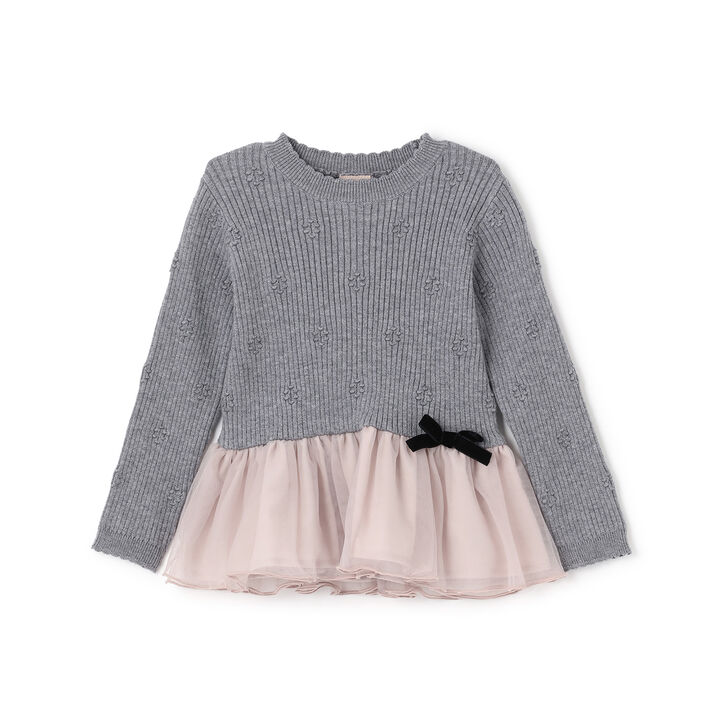 Fluffy and Soft Knit Peplum Tulle Tunic,, medium