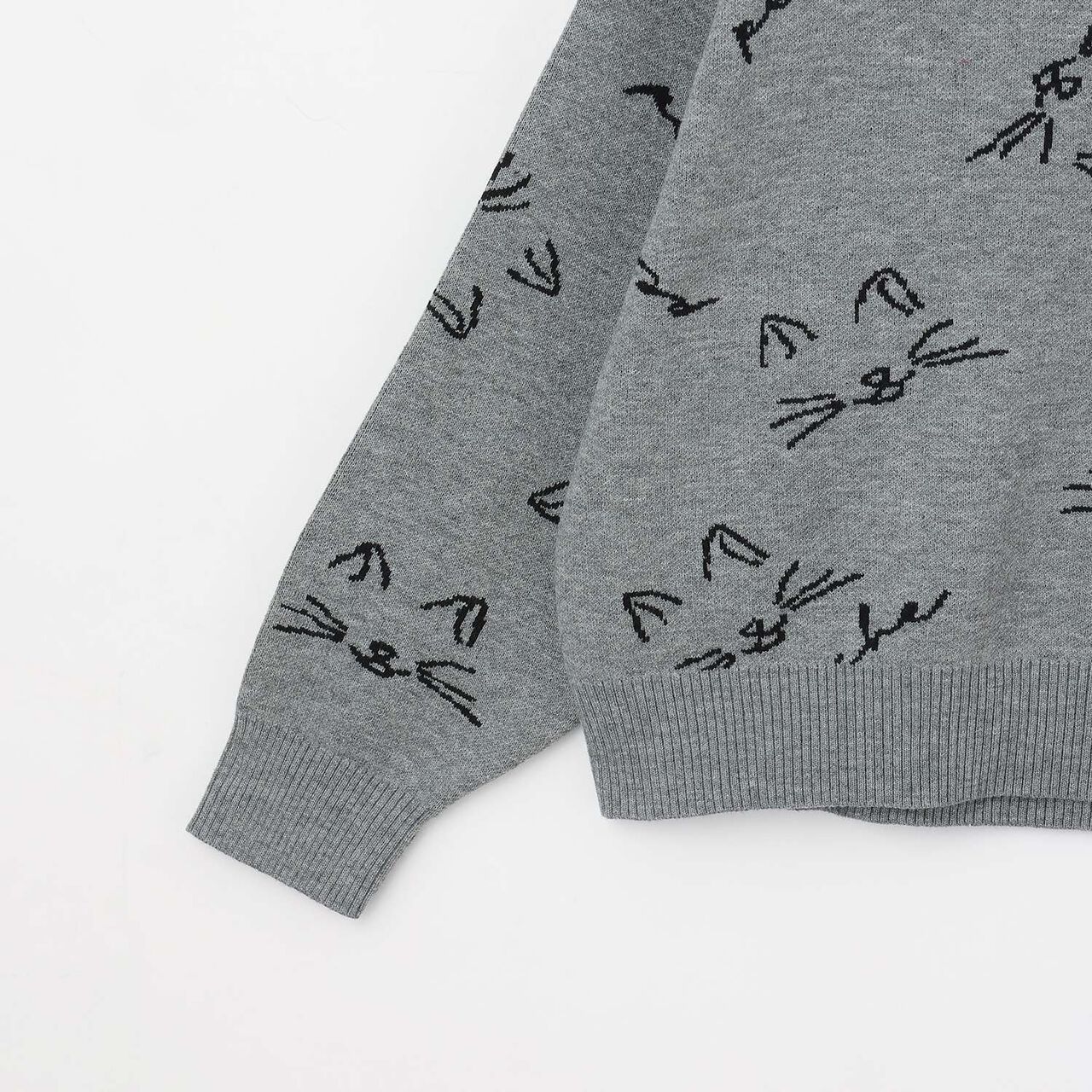 [AMI] Cat All-Over Pattern Jacquard Collared Knitwear,Black, large image number 3