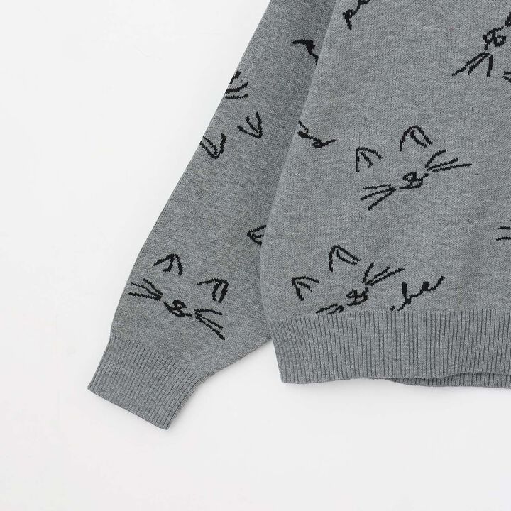 [AMI] Cat All-Over Pattern Jacquard Collared Knitwear,Black, medium image number 3