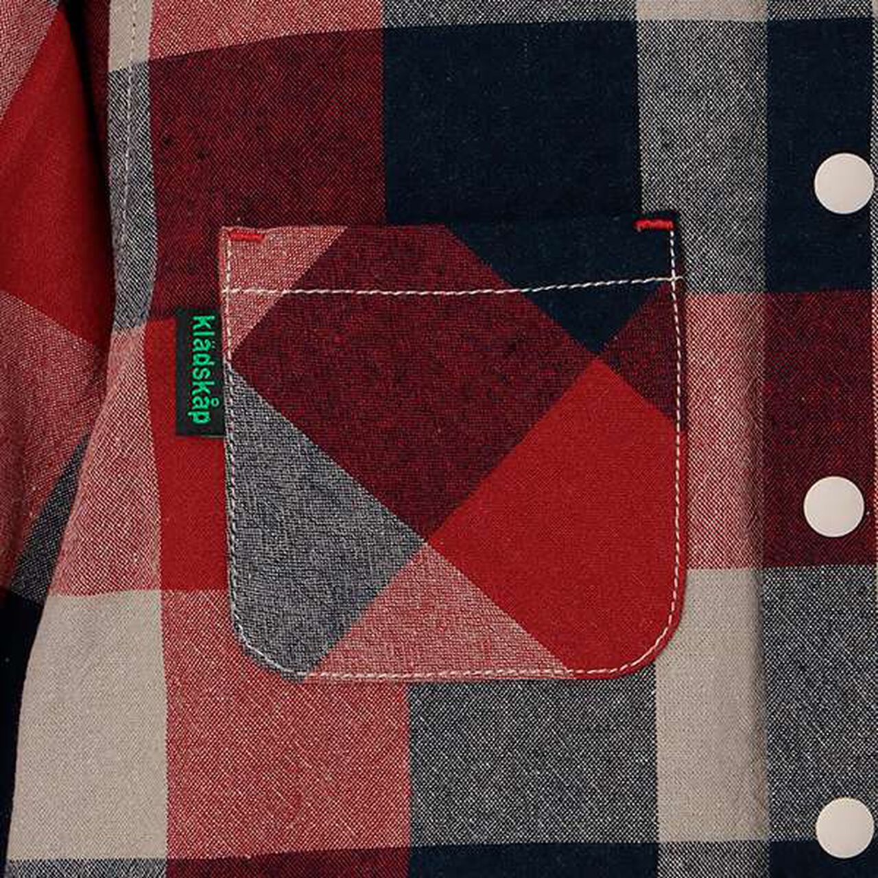 [Restock] Train Embroidery Checkered Long-Sleeve Shirt,Red, large image number 4