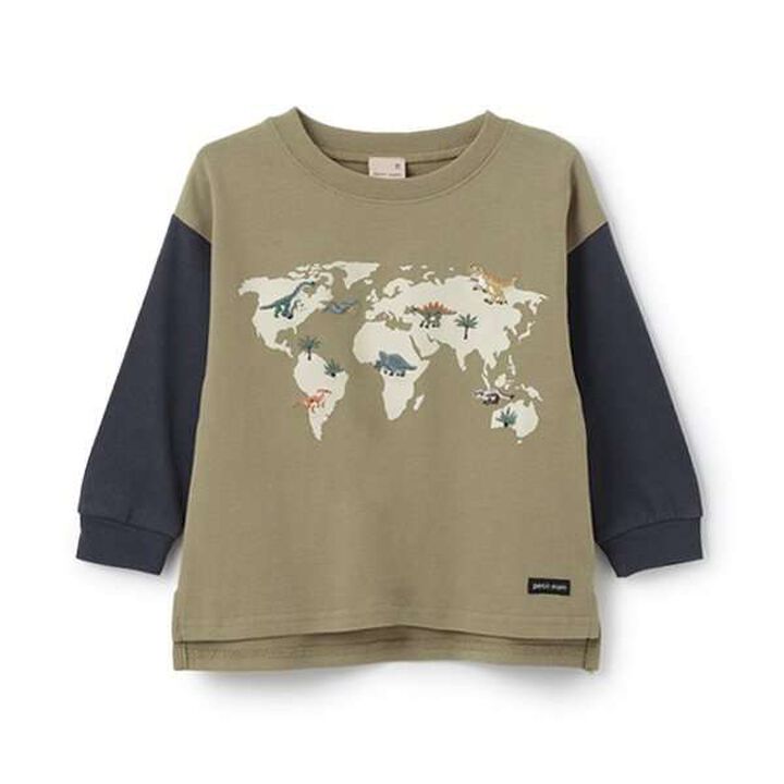 Dinosaur Embroidered Long Sleeve T-Shirt,Khaki, medium image number 6