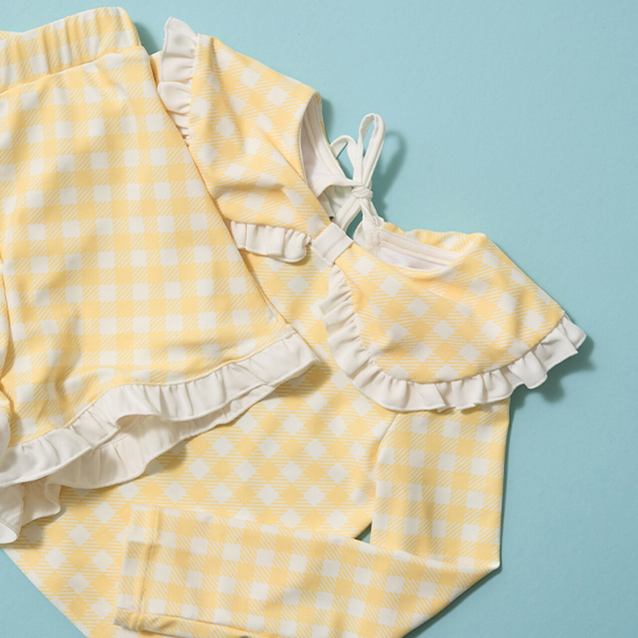 [SWIM] [UV Processing] Assorted Pattern Frill Collar Rash Guard & Pants Set,Navy, large image number 16